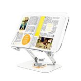 Book Stand for Reading,Adjustable Holder with 360 Degree Rotating Base Page Clips,Foldable Desktop Ricer
