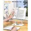 Book Stand for Reading,Adjustable Holder with 360 Degree Rotating Base Page Clips,Foldable Desktop Ricer