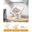 Book Stand for Reading,Adjustable Holder with 360 Degree Rotating Base & Page Clips,Foldable Desktop Ricer,Sheet Music,Laptop,Recipe,Textbook,Hands Free