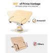 Book Stand for Reading,Adjustable Holder with 360 Degree Rotating Base & Page Clips,Foldable Desktop Ricer,Sheet Music,Laptop,Recipe,Textbook,Hands Free