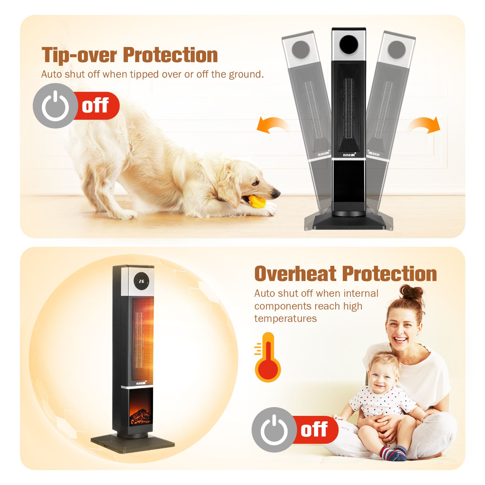 Maxkon 2000W Electric Space Heater Tower Energy Efficient Portable ...