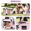 Soft Dog Crate Kennel Pet Cage Cat Travel Carrier Puppy Carry Bag Foldable Portable Medium Size Pink