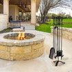 5PCS Fireplace Tool Set Fire Poker Firepit Tongs Accessories Brush Shovel Cast Iron Black