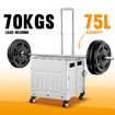 Shopping Trolley Cart Foldable Wheeled Utility Folding Crate Grocery Market Rolling Storage Basket Seat Travel Camping 4 Wheels 75L