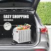 Shopping Trolley Cart Foldable Wheeled Utility Folding Crate Grocery Market Rolling Storage Basket Seat Travel Camping 4 Wheels 75L
