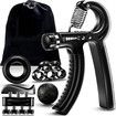 Hand Grip Strengthener Workout Kit Forearm Grip Adjustable Resistance Hand Gripper,Finger Exerciser,Finger Stretcher,Grip Ring & Stress Relief Grip Ball for Athletes (5 Pack)