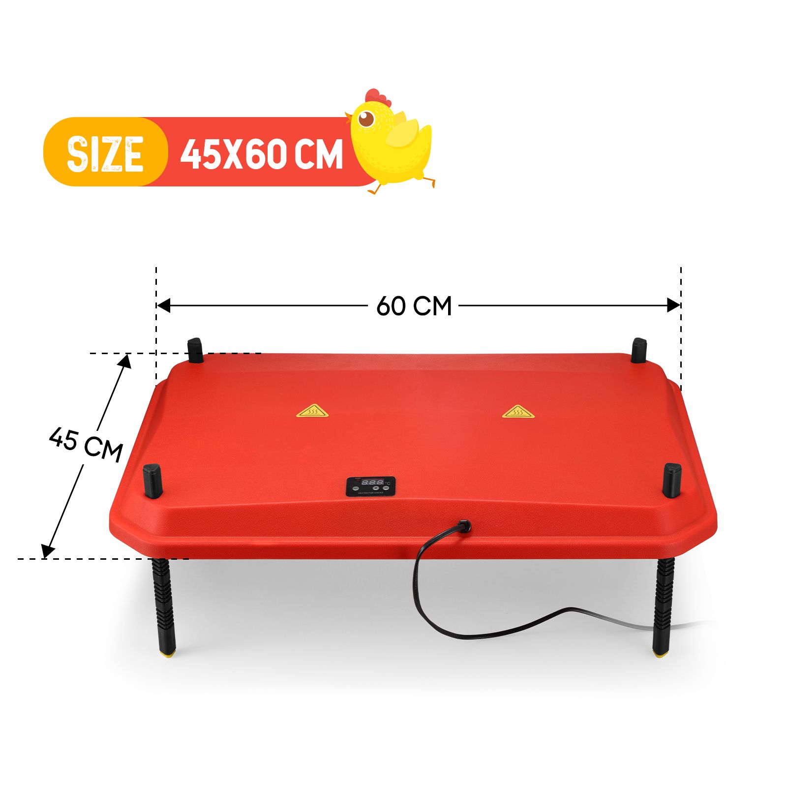 Chick Brooder Heating Plate Warmer Chicken Coop Brooding Heater Poultry Duckling Chook 45x60cm 40-50 Chicks Adjustable Height