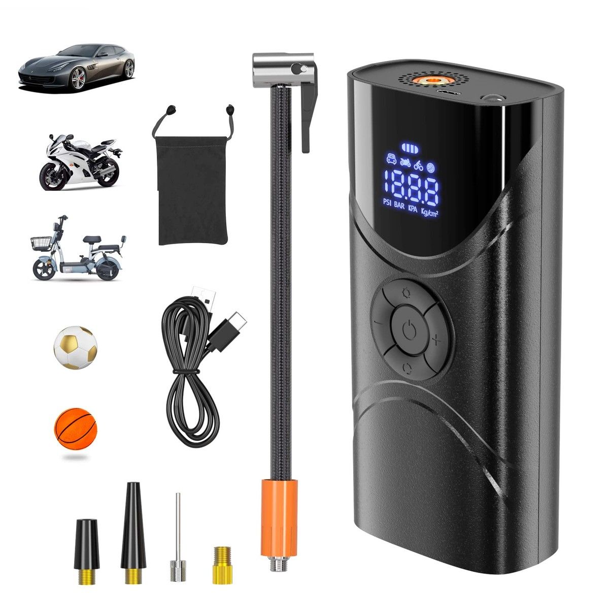 Tire Inflator Portable Air Compressor 9000mAh Battery PSI for Car Tires Motorbikes Balls Bicycles Air Pump