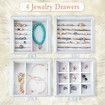 Acrylic Jewelry Organizer Box Earring Holder Jewelry Hanging Boxes with 4 Velvet Drawers Display Case Gift for Women, Girls