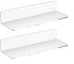 Transparent Floating Shelves Set of 2,30.5cm Command Strip Shelf for Bedroom, Kitchen, Office, Gaming Room, Acrylic Wall Shelves with Cable Clips