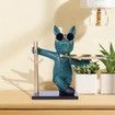 Modern Bulldog Statue with Tray Candy Dish Desk Organizer Ornament for Living Room Tabletop Home Decoration-Green