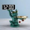 Bulldog Desk Storage Tray Statue Animal Sculpture Key Holder Decorative Desk Organizer for Home Decor-Green
