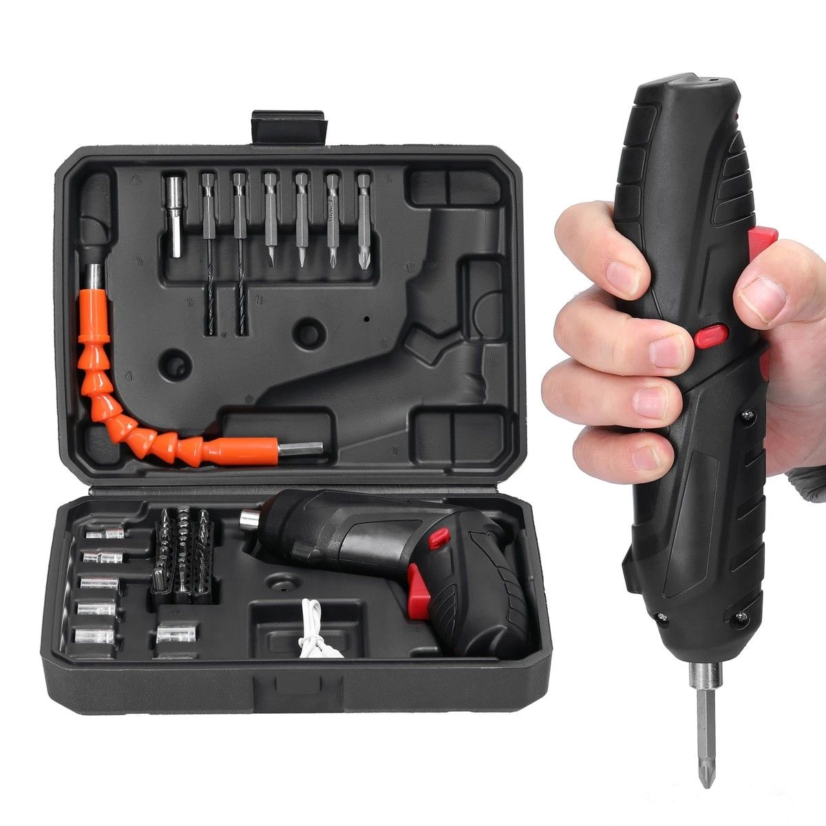 48PCS 4.2V Electrical Screwdriver Set, Rechargeable Hand Screwdriver Bits Socket Sleeve Combination Tool Set