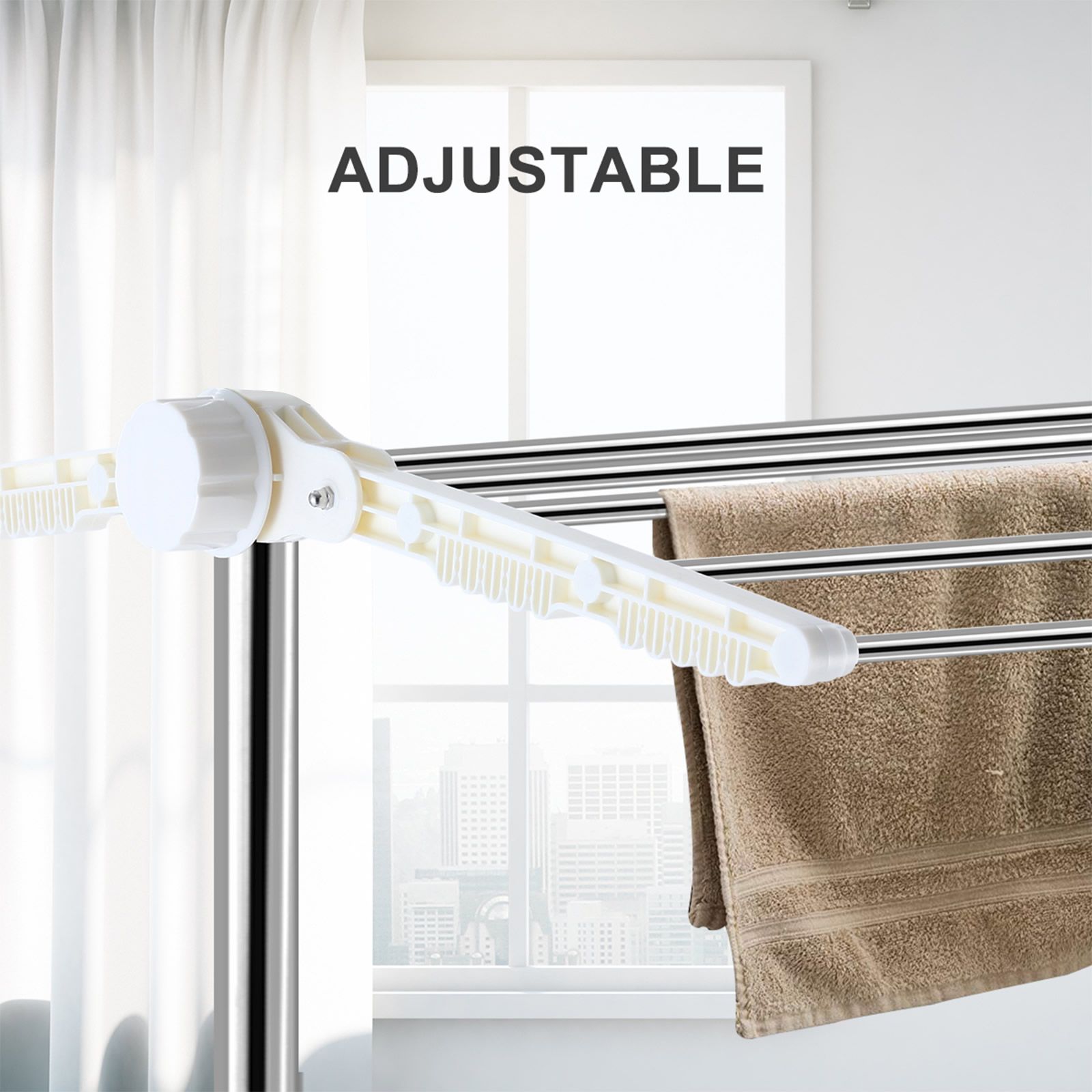 4 Tier Clothes Airer Clothing Drying Rack Cloth Coat Pants Hanger Portable Standing Foldable