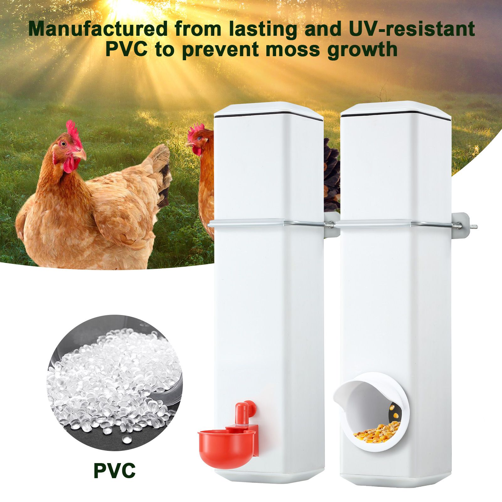 Chicken Bird Feeder Water Dispenser Automatic Waterer Poultry Food