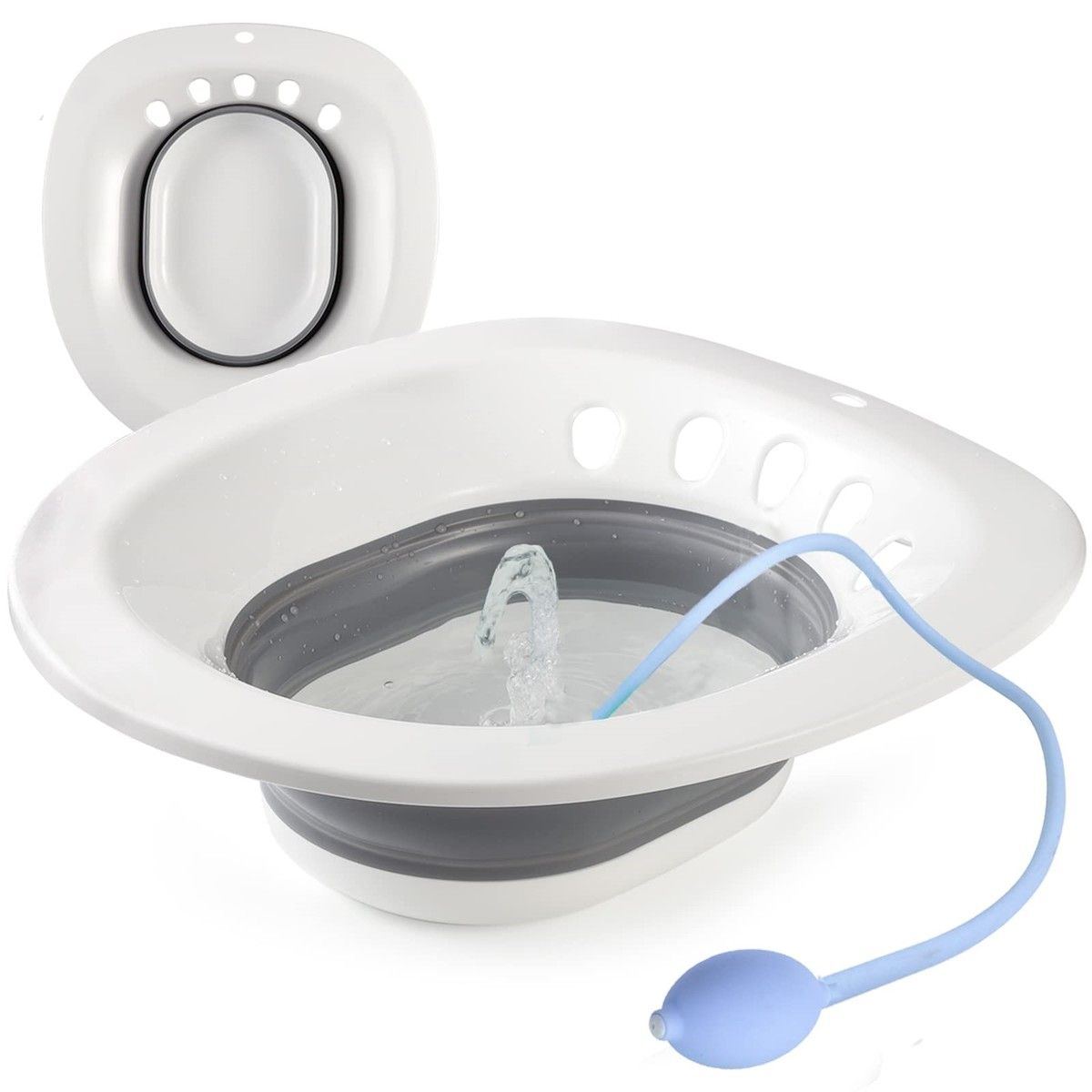Sitz Bath for Hemorrhoids,Sitz Bath for Toilet Seat,Yoni Steam Seat,Foldable Sitz Bath for Postpartum Care,for Soothes Hemorrhoids & Perineum,Cleanse Vagina & Anal (Grey Accessories)