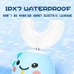 Kids U Shaped Electric Toothbrush with 4 Brush Heads with 5 Modes, Cartoon Dinosaur 360-Degree Cleaning IPX7 Waterproof Design (6-12 Age (Blue))