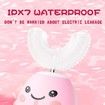 Kids U Shaped Electric Toothbrush with 4 Brush Heads, with 5 Modes, Cartoon Dinosaur 360-Degree Cleaning IPX7 Waterproof Design (6-12 Age (Pink))