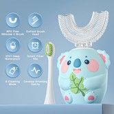Kids U Shaped Electric Toothbrush with 2 Brush Head Cartoon Koala Auto Sonic Toothbrush for Children Age 2-7 Full Mouth Cleaning