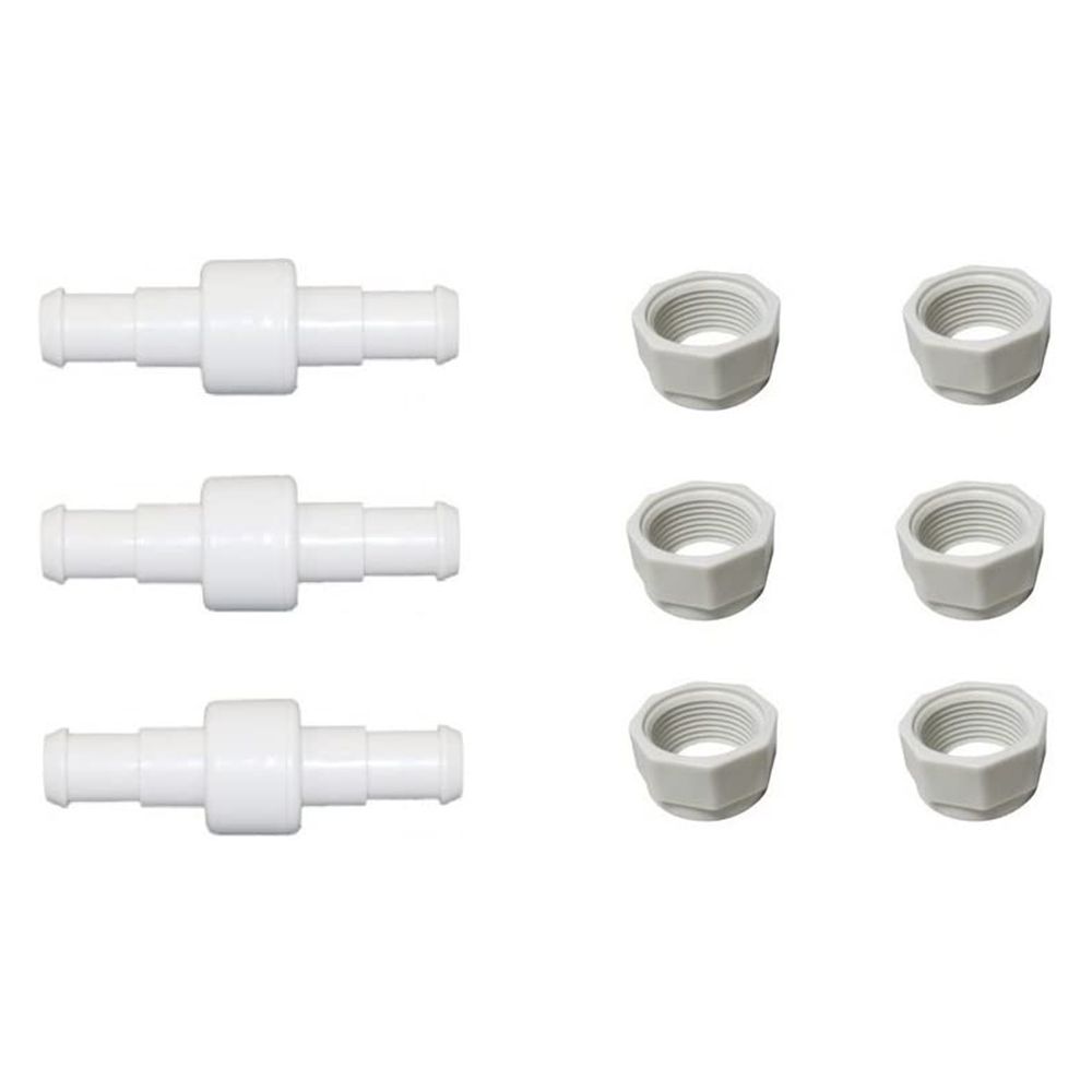 Accessory 3 Pack Pool Hose Ball Bearing Swivel + 6 Hose Nuts Replacement for Polaris 180 280 380 Pool Cleaners D20 D-20 D15