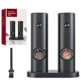 Electric Salt Pepper Grinder with Storage Base Adjustable Roughness Automatic Electronic Spice Grinder(Black)