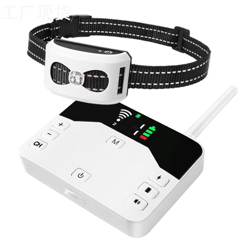 2 in 1 Pet Dog Electric Fence System Rechargeable Waterproof Receiver Adjustable Dog Training Collar Electric Fence Containment System For One Dog Color White