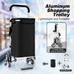 Shopping Cart Trolley Wheeled Storage Trolly Bag Grocery Foldable Market Utility Granny Stair Climbing Wheels Aluminium 45L