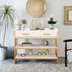 Modern Console Table TV Cabinet Hall Entryway Bar Side Sofa Narrow Long Storage Shelves Drawers Wooden Accent 100x30x80cm