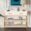 Modern Console Table TV Cabinet Hall Entryway Bar Side Sofa Narrow Long Storage Shelves Drawers Wooden Accent 100x30x80cm