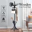 Coat Rack Stand Wooden Clothes Hat Hanger 12 Hooks Umbrella Hall Tree Garment Organiser Storage Walnut Black