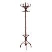 Wooden Coat Rack Stand 12 Hooks Freestanding Hall Tree Hanger Organiser for Clothes Hat Jacket Umbrella Walnut Brown