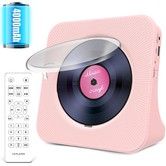 Portable CD Player with Bluetooth: 4000mAh Rechargeable Kpop Music Player with HiFi Speaker,Remote Control,Sleep Timer,Headphone Jack,Supports FM Radio/U-Disk/AUX (Pink)
