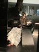 Silver Pleated Midi Skirt High Waist A-line Slimming Long Skirt