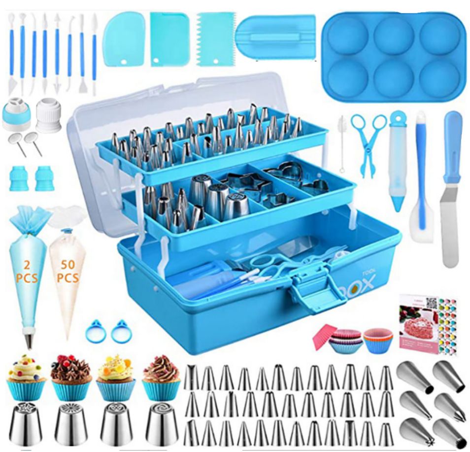 236pcs Baking Accessories with Storage Case Cupcake Cookie Frosting Fondant Bakery Set for Adults Beginners or Professional