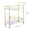 Gold Bar Cart Drinks Trolley Wine Coffee Tea Kitchen Serving Rack Wine Hooks Holders Rack Curtain Wall Mirror Shelves