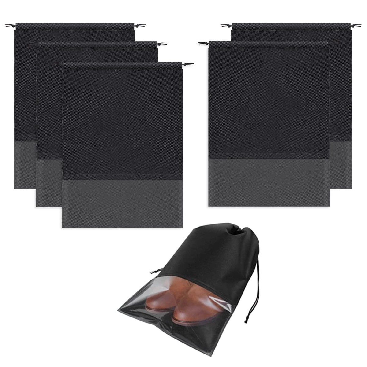 Portable travel shoe bag,Space-saving dust-proof storage bag(5 pack,13 x 17.32 inch)