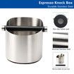 5.55 inch Espresso Knock Box Stainless Steel Coffee Grounds Knock Box With Removable Knock Bar Non-Slip Rubber Base-Silver