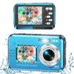 Underwater Cameras,4K Waterproof Digital Camera 48 MP AutoFocus Function Selfie Dual Screens with 16X Digital Zoom Compact Portable 11FT Underwater Camera (Blue)