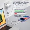 iPhone Fast Charger,20W USB C Power Delivery Wall Charger Plug with 6ft Type C to Lightning Cable Quick Charging Data Sync Cord for iPhone iPad