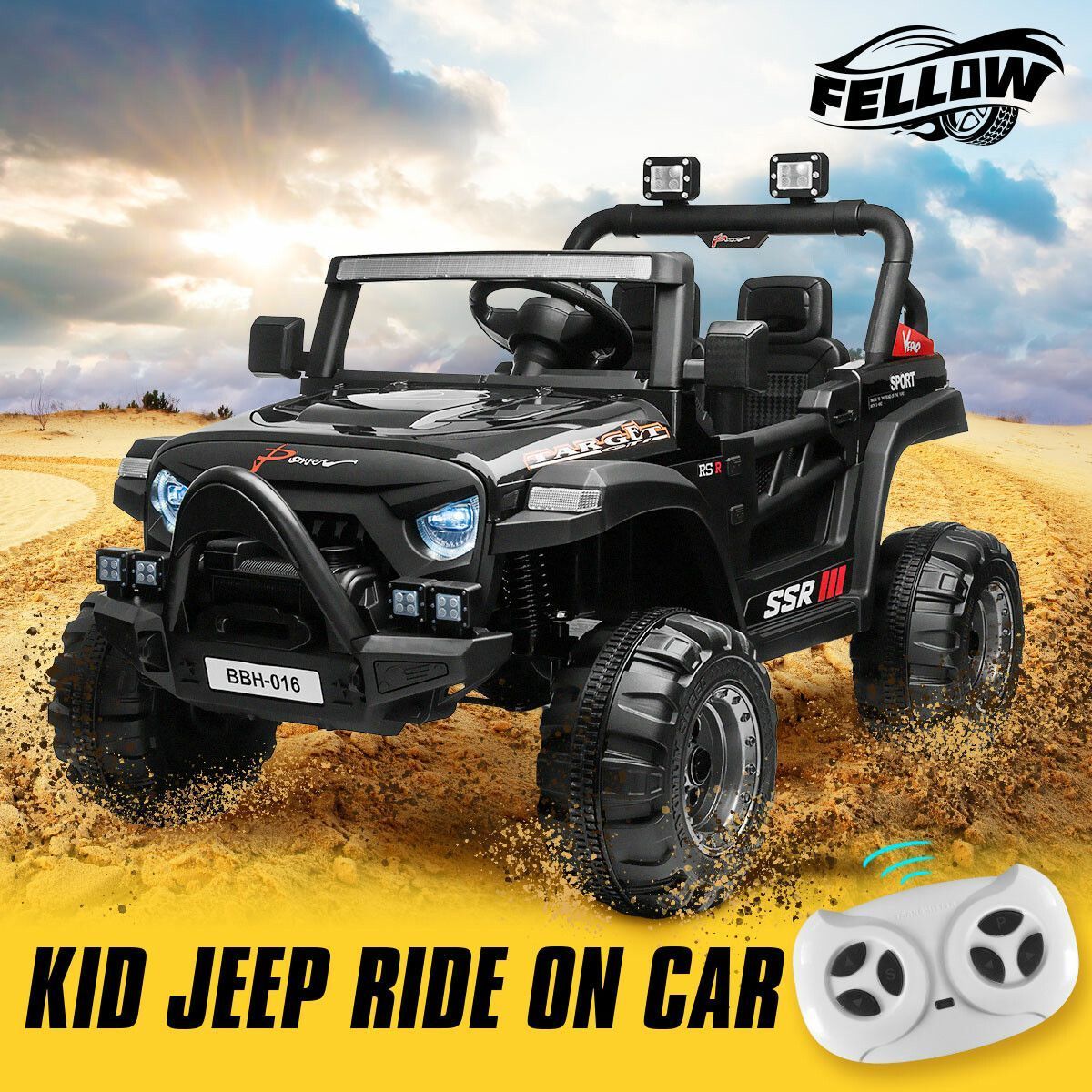 Ride On Off Road Toy for Kids Children Electric with Parental Remote Control MP3 Flashing Lights Dual Openable Door 2.4G