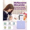 Mini Pocket Printer,Portable Bluetooth Thermal Printer Pocket Printer Compatible with iOS + Android for Organizing Office Documents,Work List Printing,Black and White Picture (Purple)