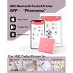 Mini Pocket Printer,Portable Bluetooth Thermal Printer Pocket Printer Compatible with iOS + Android for Organizing Office Documents,Work List Printing,Black and White Picture (Pink)