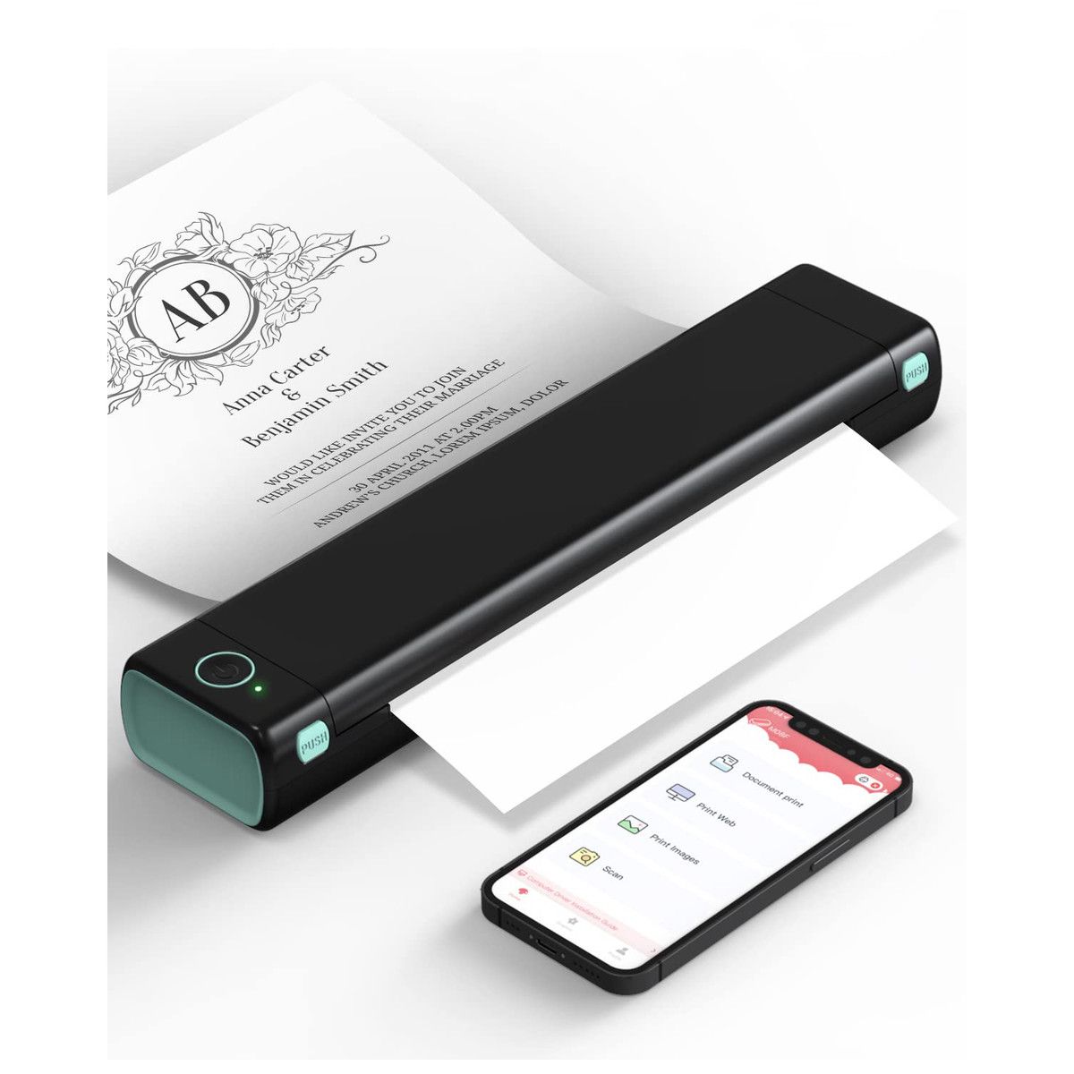 Portable Printer Wireless for Travel,M08F Bluetooth Mobile Portable Printer A4 Support 210 x 297 mm A4 Thermal Paper,Inkless Thermal Compact Printer