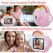 Kids Digital Selfie Camera 40 MP 2.4'Screen HD Digital Video Rainbow Camera with 32GB SD Card 8X Zoom for Toddler-Pink