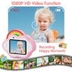Kids Digital Selfie Camera 40 MP 2.4'Screen HD Digital Video Rainbow Camera with 32GB SD Card 8X Zoom for Toddler-Pink