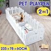 Dog Pet Cat Kennel Enclosure Cage Fence Safety Gate Playpen Crate Whelping Box Barrier Kitten Puppy Furniture 8 Panels 2in1 White