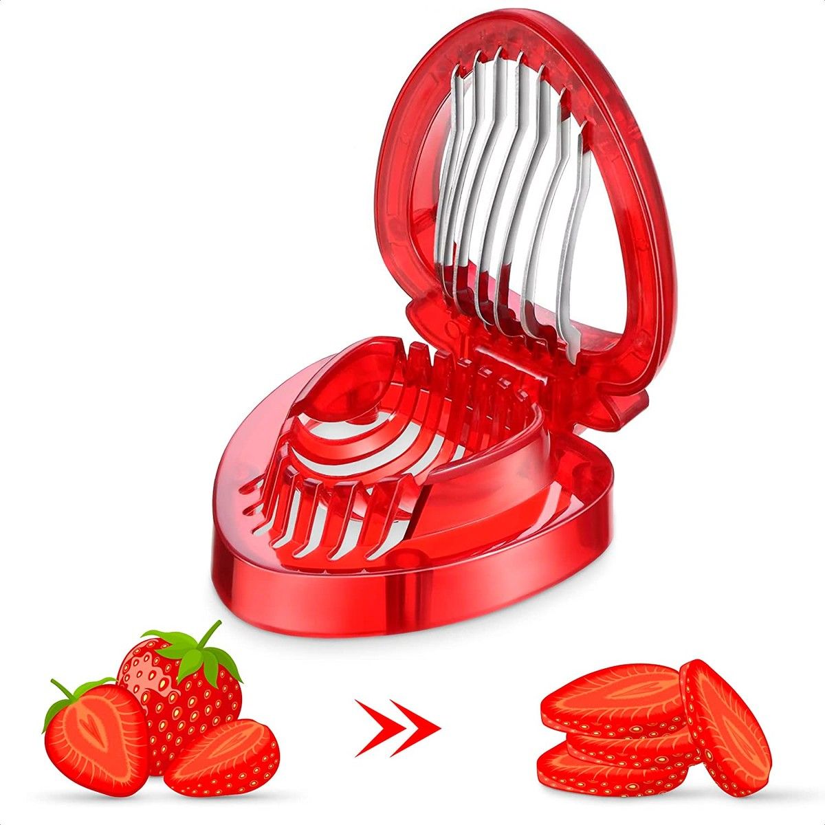 Strawberry Slicer Kitchen Gadget Fruit Cutter, Boiled Egg Slicer