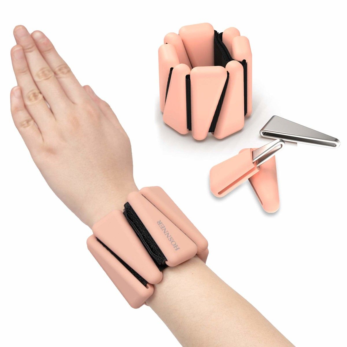 Adjustable Women Men Button Wrist Bangles for Workout Resistance Weights for Exercises, Walking, Dance, Jogging, Yoga, 1 LB Each, 2 Per Set pink
