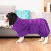 Microfibre Dog Bathrobe, Quick-Drying Bath Towel with Velcro Fastener, Very Absorbent Bathrobe for Dogs and Cats, pet Towel, Purple ,L