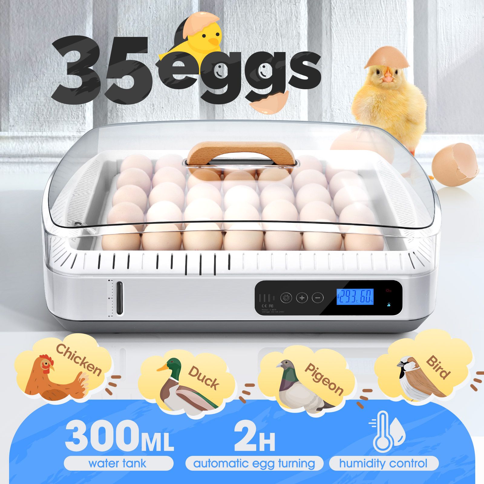 35 Eggs Incubator Automatic Hatcher Chicken Duck Quail Hatching Roller